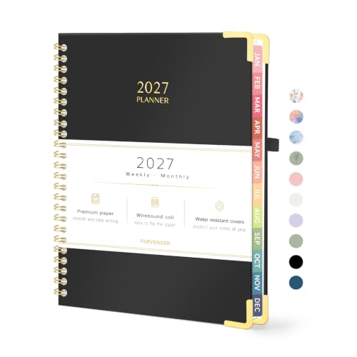 Forvencer 2027 Planner Weekly and Monthly, Hardcover Calendar Planner, A5 - color: Black, size: 6.3"x8.4" (Jan 2027 - Dec 2027)