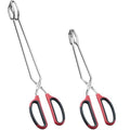 HINMAY 12" 16" Extra Long Stainless Steel Kitchen Scissor Tongs Set (Red) - color: Red, size: 12" 16"
