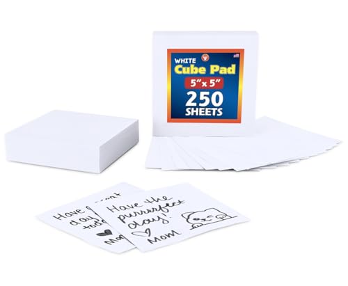Hygloss Note Paper Cube Pad - 5" Square Memo Pad - 250 White Sheets - Note Cubes - Perfect for Office & School Supplies - Not Sticky - color: White, size: 5" x 5", 250 Sheets
