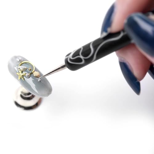 5Pcs Nail Dotting Tools Double-Ended Nail Art Embossing Stylus - color: Black