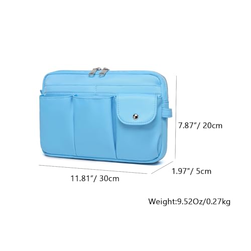 Pencil Holder Storage Bag for Women, Large Capacity Zippered Pencil Case with Multiple Pockets, Nylon Canvas Stationery Organizer for Office, Travel & Daily Use (Nylon,Sky Blue) - color: Sky Blue/Nylon