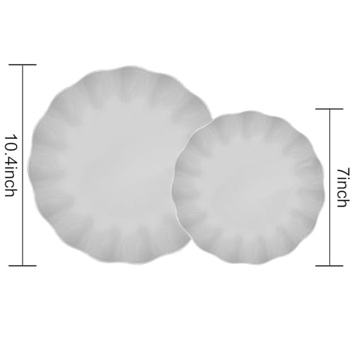 LIYH 24Pcs Grey Plastic Plates Reusable Unbreakable Dinner And Salad Set - color: Gray, size: 24(12 Guests)