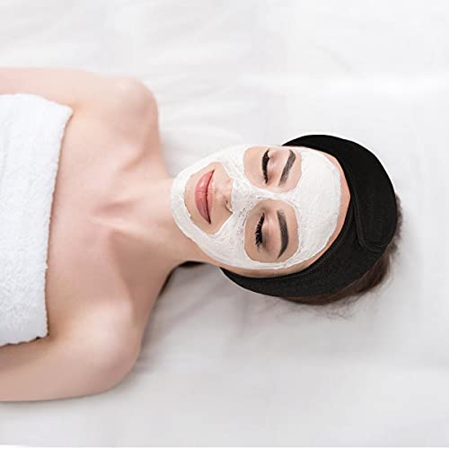 Facial Spa Headbands for Washing Face 4 PCS Makeup Shower Bath Wrap (Black) - color: Black