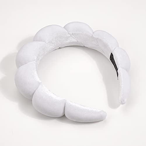Ayesha Spa Headband for Washing Face Makeup Skincare Soft Sponge Hair band - color: White
