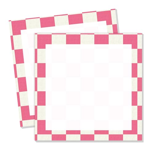 Cute Sticky Notes 3 x 3 in, 2 Pack Self Stick Note Pads with Fun Patterns, Strong Adhesive Memo Pads for Office School Home, 80 Sheets per Pad Pink Checkerboard - color: Pink Checkerboard