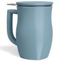 Tea Forte Ceramic Fiore Tea Cup with Infuser, Stone Blue, 14 oz - color: Stone Blue