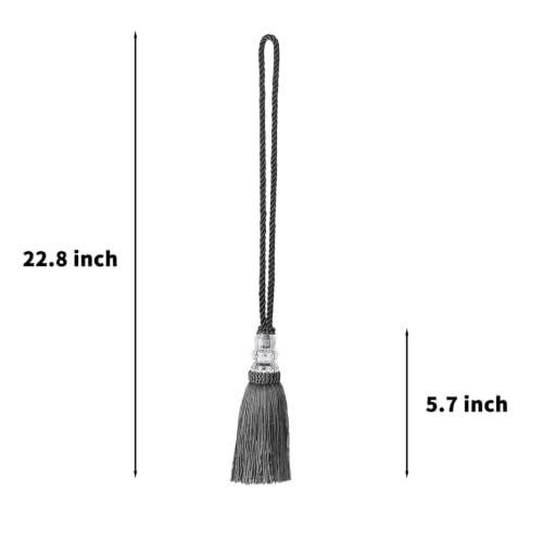 6 Pack Curtain Tiebacks with Tassel, Charcoal - color: Charcoal, size: 6