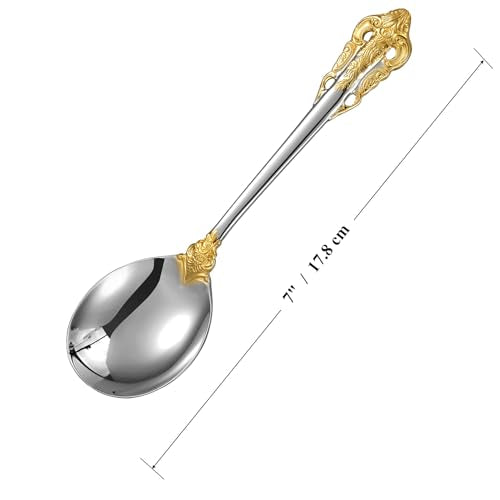 KEAWELL Gorgeous 4-Piece 18/10 Stainless Steel Soup Spoon Set (Gold Accent) - style: Gold Accent