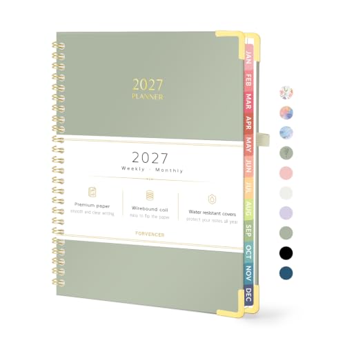 Forvencer 2027 Planner Weekly and Monthly, Hardcover Calendar Planner, A5 - color: Green, size: 6.3"x8.4" (Jan 2027 - Dec 2027)