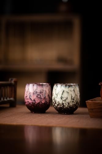 Jianzhan Ceramic Teacup, Kung Fu Tea Set, Coffee cup，Yerba Mate Set Ceramic Mate CupSet of 4 (4 colors) - color: 4 colors