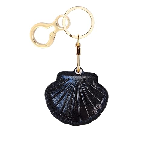 Leather Keychain holder Protective Case Compatible with Apple AirTag - color: Black