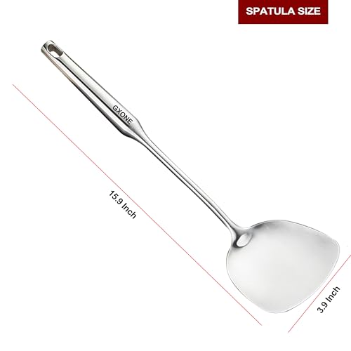 Wok Spatula,Stainless Steel,Long Handle Wok Utensils,Silver/14.7Inch - style: Wok Spatula