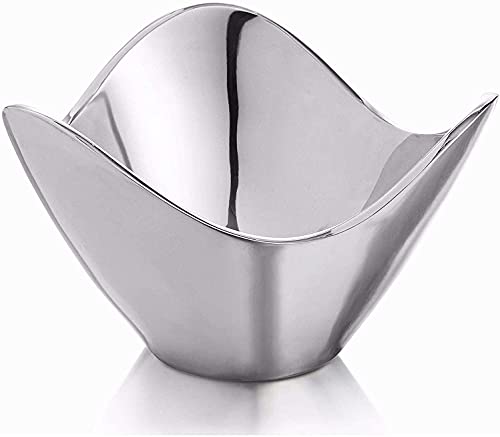 nambe Serve ware Collection Wave Bowl, Silver Serving Bowls, Large Salad Bowls for Kitchen, Entertaining, Side Dishes, Pasta, Dinner Parties, Kitchen Decor, Oven Safe, Easy Clean (9”)