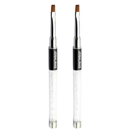 Nail Brushes Art Pen 2PCS, Gel Polish Painting Tools with Nail Extension Gel Builder, Salon at Home DIY Manicure (Black-Flat#6) - color: Black