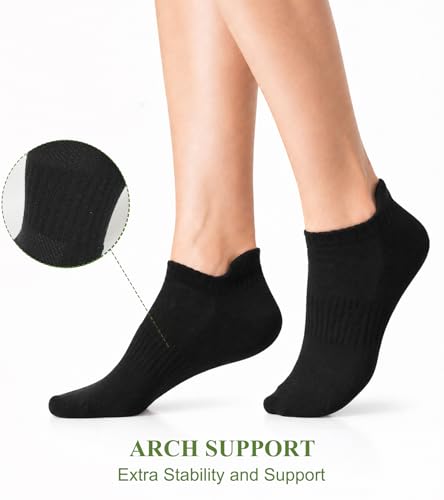 floconssy Ankle Socks for Women, Bamboo Viscose Cushioned Running Socks - color: 2 Black and 3 White, size: 9-11