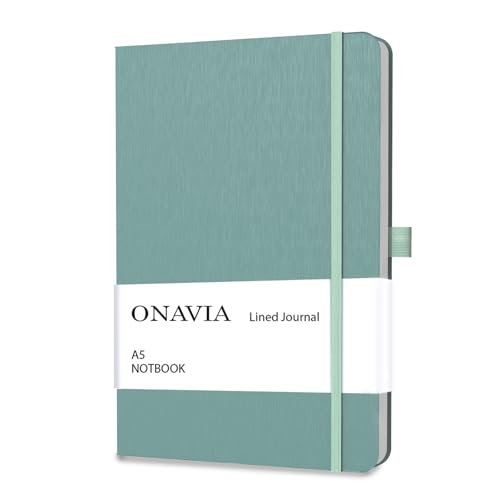ONAVIA A5 Notebooks for Work, Lined Journal, 160 Pages, Green - color: Midnight Green