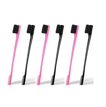 Soft 'N Style Double Sided Edge Control Hair Brush Comb Combo Pack 6 Pieces Pink and Black - color: 6pack