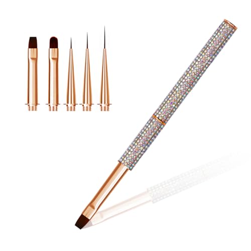 Nail Art Brushes, Rhinstones Nail Art Liner Brush with 4Pcs Brush Heads - color: Rhinstones