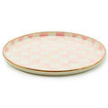 MACKENZIE-CHILDS Enamel Round Tray, Pink-and-White Rosy Check - color: Rosy Check