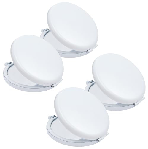 Compact Mirror for Purse, Metal Round Shell, Double-Sided 1X/2X Magnifying, Portable Travel Makeup Mirror, Mini Pocket Mirror, White,4 Packs - color: White