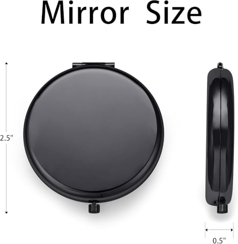 Compact Mirror for Purse, Metal Round Shell, Double-Sided 1X/2X Magnifying, Portable Travel Makeup Mirror, Mini Pocket Mirror, Black, 4 Packs - color: Black