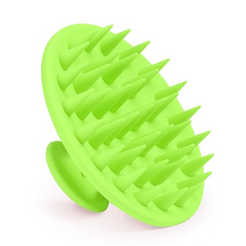 Meartchy Silicone Scalp Massager Shampoo Brush, Scalp Brush for Hair Growth & Dandruff Removal, Hair Scrubber Scalp Stimulator Exfoliator Brush with Soft Bristles for Wet Dry Scalp Care (Green) - color: Green