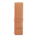 DiLoro Leather Pen Case Pouch Holder for Two Fountain Ballpoint Rollerball Pens or Pencils (Tan) - color: Tan
