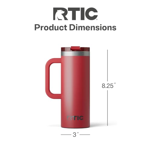 RTIC 20oz Road Trip Travel Mug with Lid and Handle, Ceramic Lined, Flag Red - color: Flag Red, size: 20 Ounces