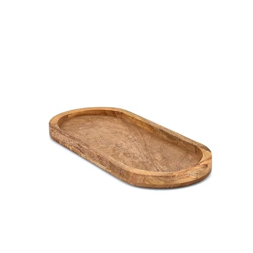 Platters Mango Wood Natural Wood Serving Platters Set with Lip Oval for Food Holder/BBQ, Serve Cheese, Sushi (11" X 5" X 0.75")