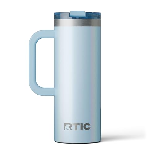 RTIC 20oz Road Trip Travel Mug with Lid and Handle, Ceramic Lined, RTIC Ice Glitter - color: RTIC Ice Glitter, size: 20 Ounces