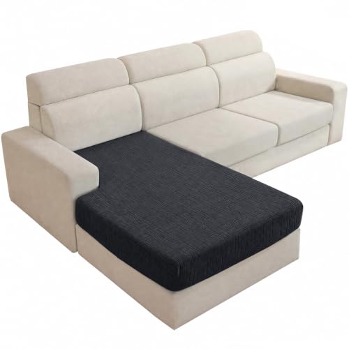 Super Stretch Sofa Cushion Covers (1 Piece, Charcoal Gray) - color: Charcoal Gray, size: Chaise Cover