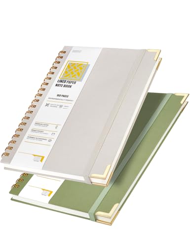 OWSC Lined Spiral Notebook, Hardcover 7.1 x 10 IN B5 Notebook, Grey Green - size: 2 Pack B5 Grey Green