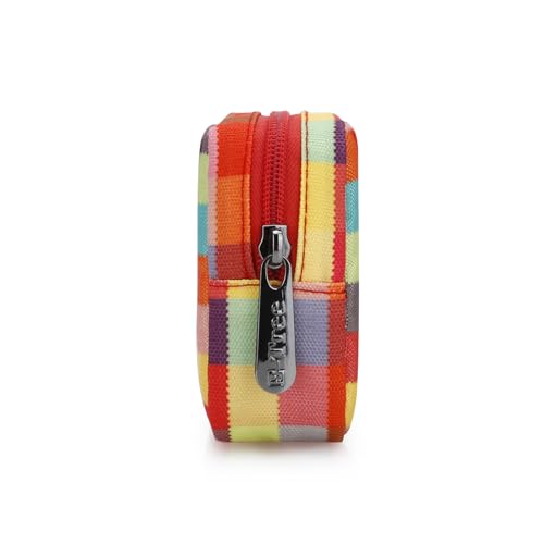 E-Tree Cute Small Makeup Bag, Cosmetic Toiletry Skin Care Make up Little Items Pouch for Purse,Zipper Mini Tech Charger Cable Electronic Organizer Case,Travel Accessories,Checkered Colorful - color: Colorful, style: Travel Makeup Bag