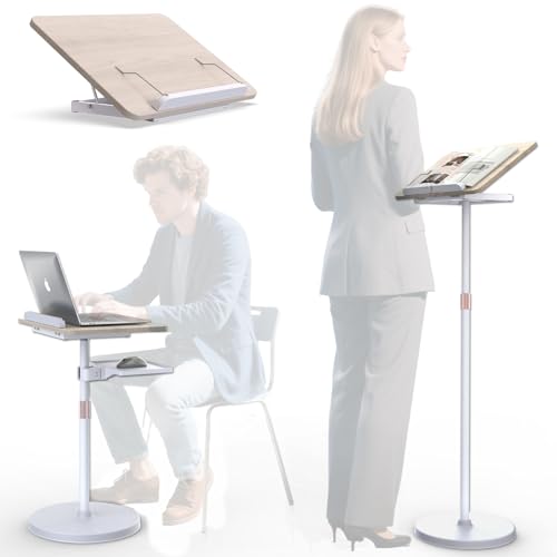 Lectern Podium Stand - Dual-Use Floor and Desktop Book Holder Stand, Height Adjustable Podium Lectern for Church, Weddings,Speech,Classroom,Speech-White - color: White-2