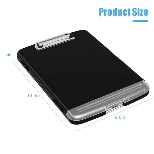 Hongri Clipboard with Storage with Pencil Case, 8.5 x 11 Storage Clip Board - color: Black