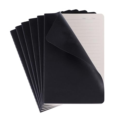 TWONE 6 Pack Notebooks Journal - 60 Lined Page/30 Sheets, Premium Thick Paper Soft Cover Journal for Travel, Office, Work, Office, Home, School, Business Writing, 5.5” x 8.25” (Black) - style: Ruled