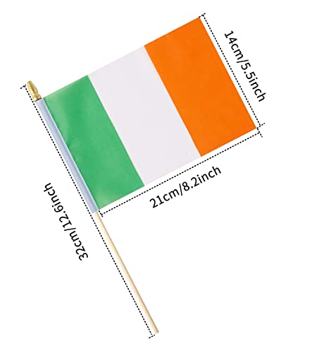 25Pack Small Ireland Flag Handheld Mini Irish Flag on Stick 5x8 Inch - color: Ireland
