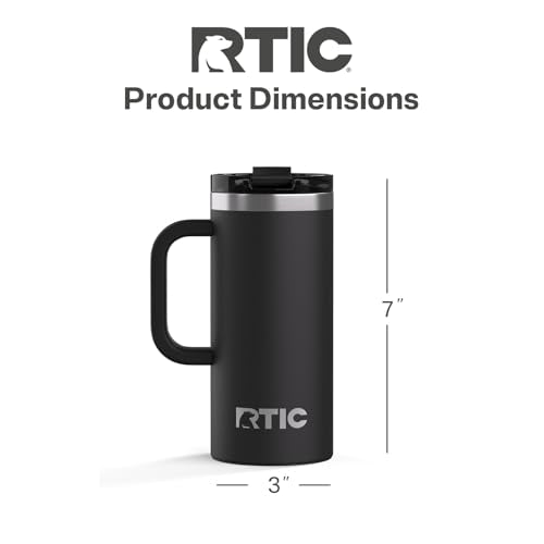 RTIC 16oz Road Trip Travel Mug with Lid and Handle, Ceramic Lined, Black - color: Black, size: 16 Ounces