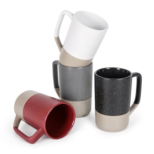 16 OZ Large Coffee Mugs Set of 4, Big Ceramic Tea Cup - color: Multicolour