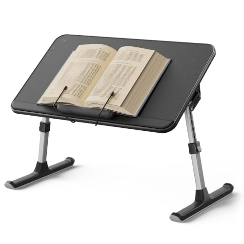 SAIJI Book Stand for Reading Hands Free with Page Paper Clips in Bed Laptop Desk Table