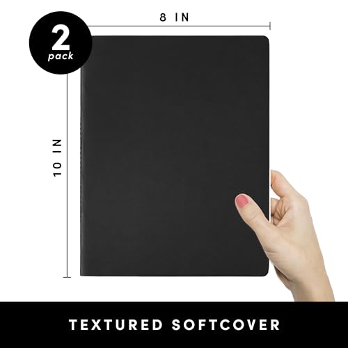 PAPERAGE Soft Cover Blank Journal Notebook, 2 Pack, (Black), 100 Pages, Large 7.5 inches x 9.5 inches, Ideal for Sketch Book, Note Taking & Travel Journal - color: Black, style: Plain 100pgs (2 Pack)