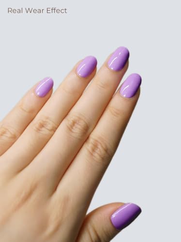Real Gel Nail Strips (No UV Light Needed) - 44Pcs Salon Quality Nail Stickers - Long Lasting Polish Wraps for Women, Easy Apply & Remove (Lilac Dream Purple) - color: Lilac Dream Purple