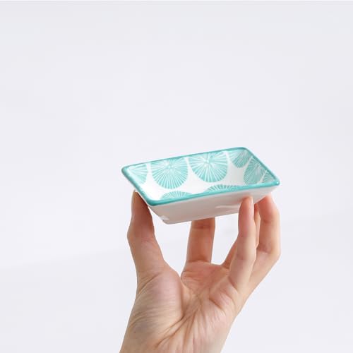 Selamica 3.75 Inch Ceramic Soy Sauce Dish, Set of 6, Assorted Colors - color: Assorted Colors, style: Rectangular