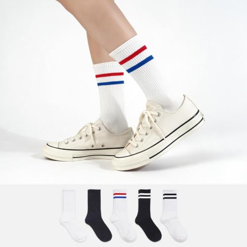 Womens Cotton Crew & Ankle Socks, Cute Floral Ruffle Colorful Tube Size 6-9 - color: Tube Striped B