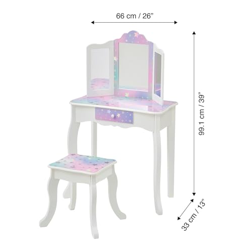 Teamson Kids - Starry Sky Print Gisele Medium Vanity - White/Lavender - color: White/Lavender