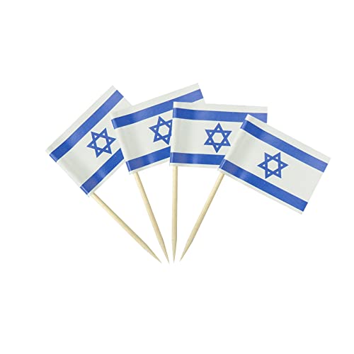 mflagperft Israel Toothpick Flags 100 Pack, Israeli Flag Cocktail Picks - color: Israel