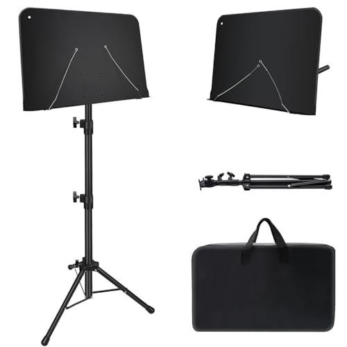 Mdvora 1/2/3 Pack Adjustable Sheet Music Stand, with Carry Bag Clip Holder - color: 1 pack black, size: Standard Version