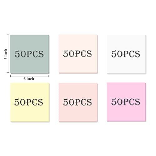 Temiary 6P Transparent Sticky Notes, Clear Waterproof See Through Memo Pad - color: Pastel