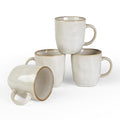 famiware Coffee Mugs Set of 4, Ocean Square 13oz Coffee Cup Set with Handle - color: Ocean Square-Cappuccino White, size: 4pcs