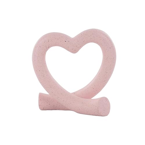 Lescafita Pink Heart Decor Sculpture, Cute Romantic Love Statue Aesthetic Room Decor for Bedroom Desk Shelf Coffee Table, Gift for Her Valentines Birthday - color: Pink